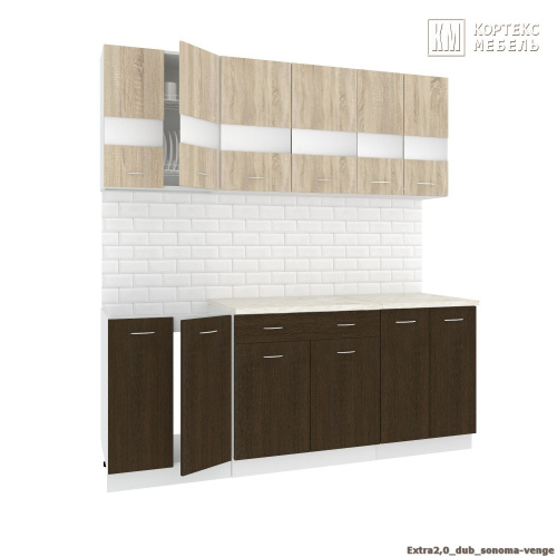 Кухня КортексМебель Корнелия ЭКСТРА 2,0 (Дуб сонома/Венге тёмный/Мадрид)