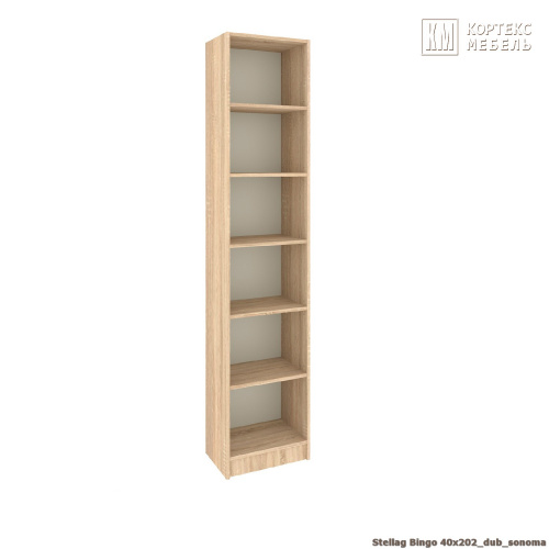 Стеллаж КортексМебель БИНГО 40х202 (Дуб сонома)
