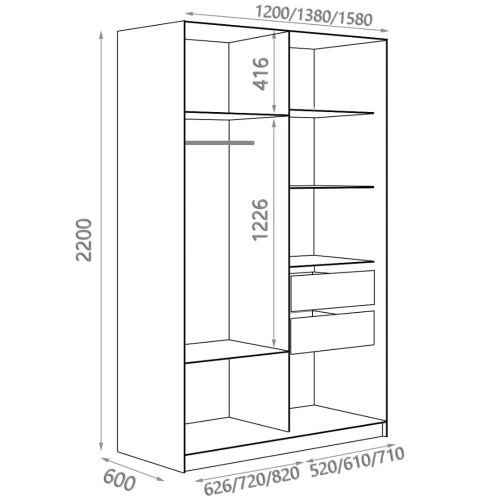 Шкаф-купе Евва Престиж TL 120 BS.01 (Бодега)