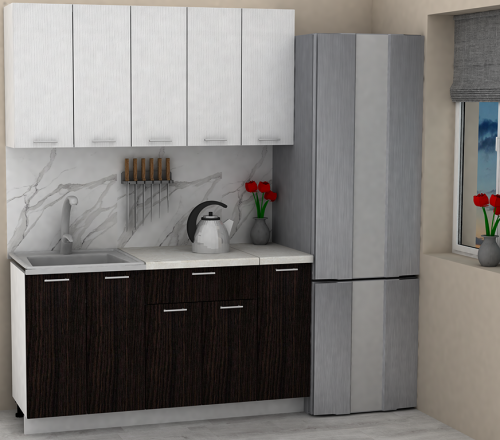 Кухня ЭлиГард LION 1,5 (Белый/Дуб марбург/Королевский опал)