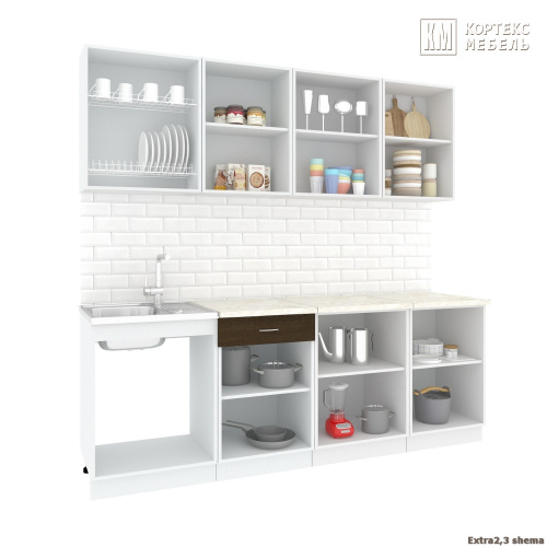 Кухня КортексМебель Корнелия ЭКСТРА 2,3 (Дуб сонома/Марсель)