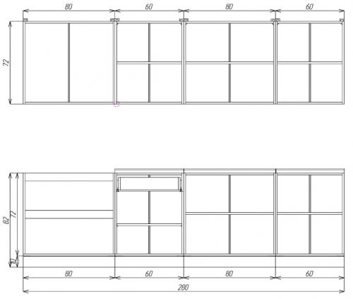 Кухня ЭлиГард LION 2,8 (Дымчатый алмаз/Дуб бунратти)