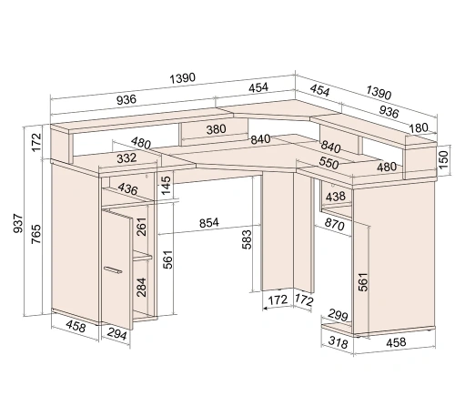 Стол компьютерный Интерлиния Skill-9 (Белый)
