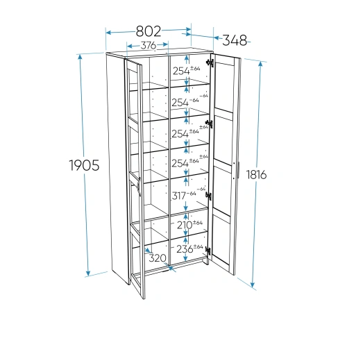 Шкаф с витриной Новус Индустри Сириус 2.02.16.560.1 (Белый)