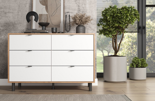 Комод ЭЛИГАРД MONE 6S (Дуб Вотан/Белый)