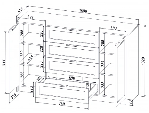 Тумба Интерлиния Концепт КТ-Т160 Тренд (Белый /Белый)