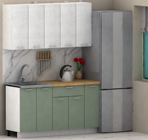 Кухня ЭлиГард LION 1,5 (Белый/Самшит/Дуб бунратти)