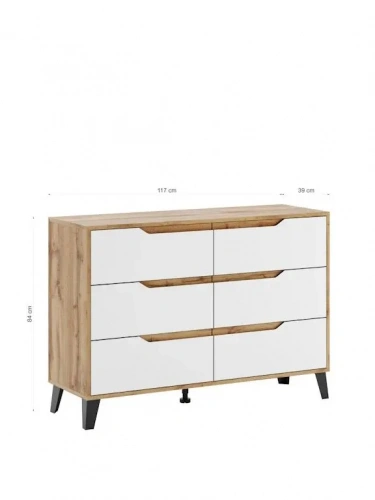 Комод ЭлиГард Eyva 6S (Дуб вотан/Белый)