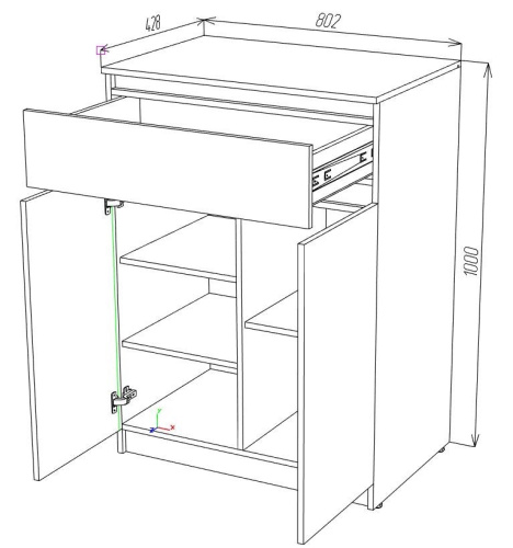 Тумба ЭЛИГАРД LOCARNO тип 2 Дуб натуральный/белый