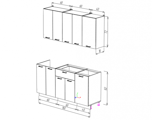 Кухня ЭлиГард LION 1,6 (1) (Белый/Самшит/Дуб бунратти)