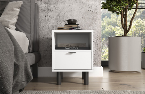 Тумба прикроватная ЭЛИГАРД MONE 1S1N (Белый)