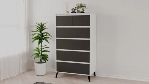 Комод РЭЙГРУПП Aleksa РГ-05-BKC (Белый премиум/Кобальт/Черный)