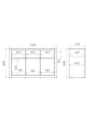 Комод РЭЙГРУПП Bremo KO-06 (3D3Y) 1299*800*450 Дуб веллингтон