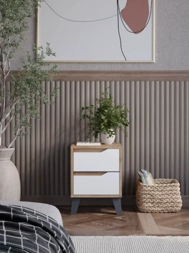 Тумба ЭлиГард прикроватная Eyva 2S (Дуб вотан/Белый)