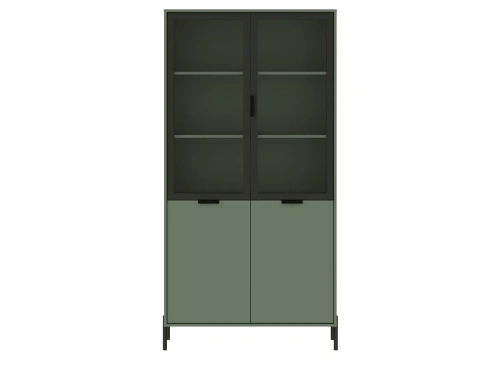 Шкаф BRW Paloma REG2W2D (Черный/Дымчатый зеленый)