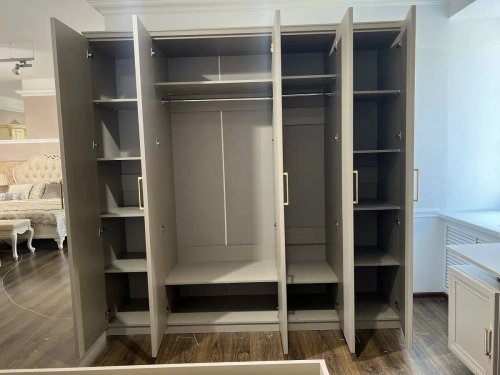 Шкаф ЭРА Мокко 5-дверный с зеркалом Серый камень