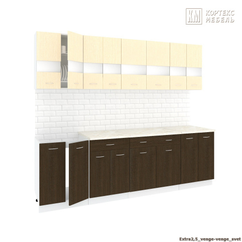Кухня КортексМебель Корнелия ЭКСТРА 2,5 (Венге светлый/Венге тёмный/Королевский опал)