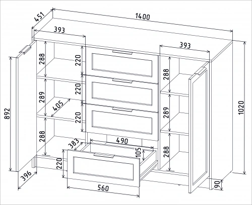 Тумба Интерлиния Концепт КТ-Т140 Тренд (Белый платинум/Белый)