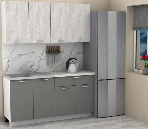 Кухня ЭлиГард LION 1,6 (2) (Ледяное дерево/Дымчатый алмаз/Королевский опал)