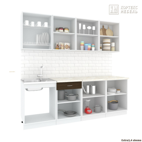 Кухня КортексМебель Корнелия ЭКСТРА 2,4 (Дуб сонома/Венге тёмный/Марсель)