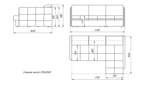 Угловой диван Лама-мебель Толедо 1