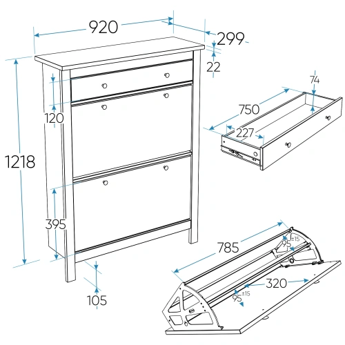 Тумба Новус Индустри для обуви  САГА 2.08.10.190.6 (Темно-бирюзовый)