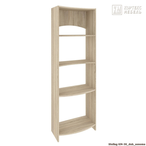 Стеллаж КортексМебель КМ 30 волна (Дуб сонома)