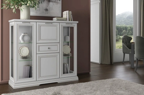 Шкаф с витриной anrex SEVILLA 2V2D1S (Белый)