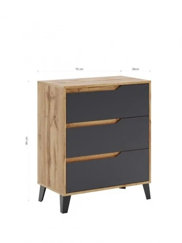 Комод ЭлиГард Eyva 3S (Дуб вотан/Графит)