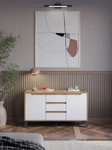 Тумба ЭлиГард Eyva RTV 2D3S (Дуб вотан/Белый)