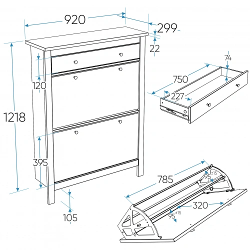 Тумба Новус Индустри для обуви  САГА 2.08.10.190.4 (Серый)