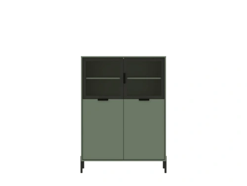 Шкаф BRW Paloma REG2W2D/140 (Черный/Дымчатый зеленый)