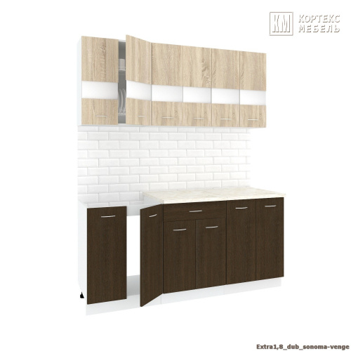 Кухня КортексМебель Корнелия ЭКСТРА 1,8 (Дуб сонома/Венге тёмный/Мадрид)