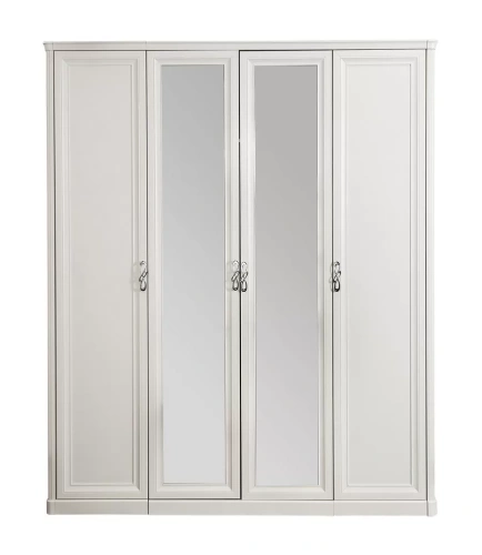 Шкаф ЭРА Мишель 4-дверный(2+2) с зеркалом Белый матовый