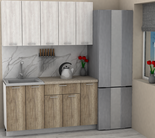 Кухня ЭлиГард LION 1,5 (Сосна каньон/Дуб каньон/Малага)