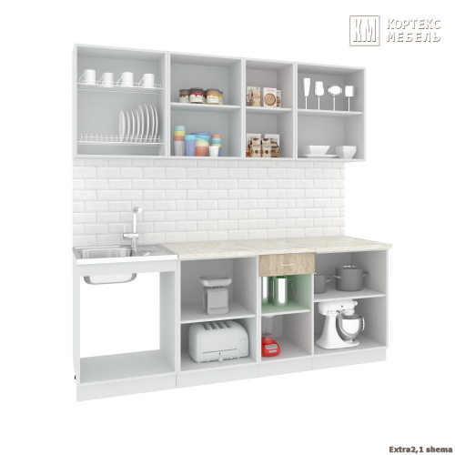Кухня КортексМебель Корнелия ЭКСТРА 2,1 (Дуб сонома/Королевский опал)