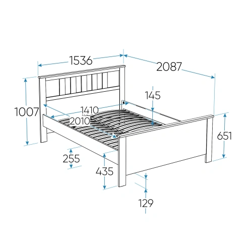 Кровать Новус Индустри Сага 2.08.04.060.14 (Белый/Ясень)