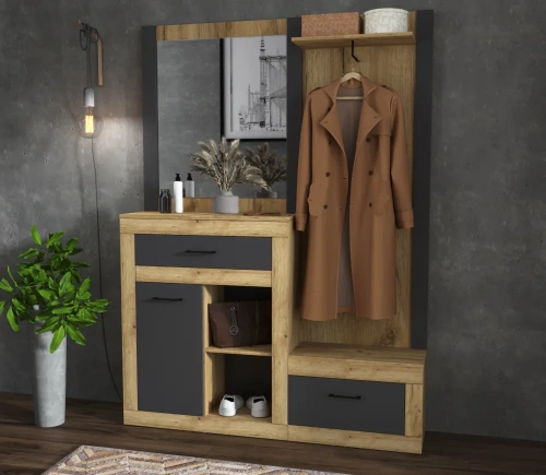 Шкаф Интерлиния комбинированный Loft-ШК2 (Дуб золотой/Антрацит)