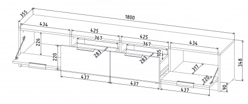 Тумба Интерлиния Концепт (ТВ) КТ-ТВ4-35 (Дуб золотой/Антрацит)