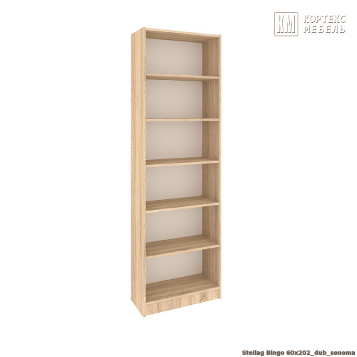 Стеллаж КортексМебель БИНГО 60х202 (Дуб сонома)