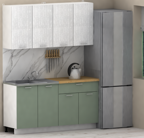 Кухня ЭлиГард LION 1,6 (2) (Белый/Самшит/Дуб бунратти)