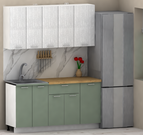 Кухня ЭлиГард LION 1,6 (1) (Белый/Самшит/Дуб бунратти)