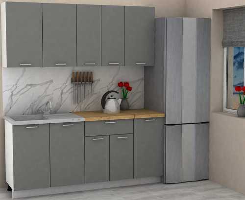 Кухня ЭлиГард LION 1,8 (Дымчатый алмаз/Дуб бунратти)