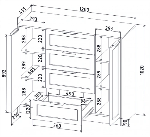 Тумба Интерлиния Концепт КТ-Т120 Тренд (Белый платинум/Белый)
