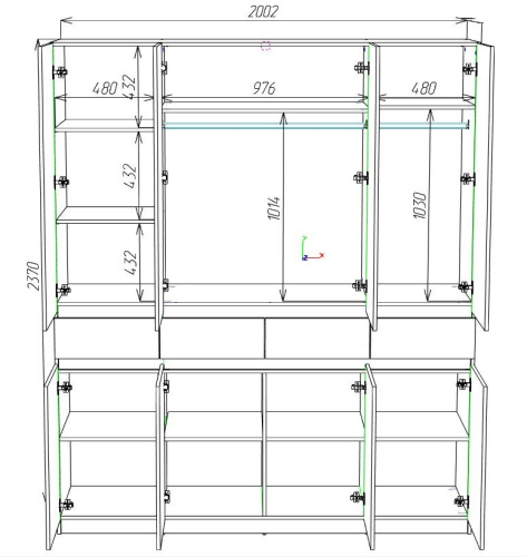 Шкаф Элигард 4 LOCARNO Дуб натуральный/Белый