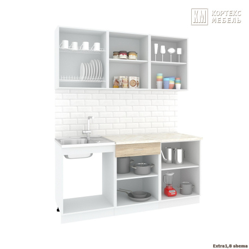 Кухня КортексМебель Корнелия ЭКСТРА 1,8 (Венге светлый/Венге тёмный/Королевский опал)