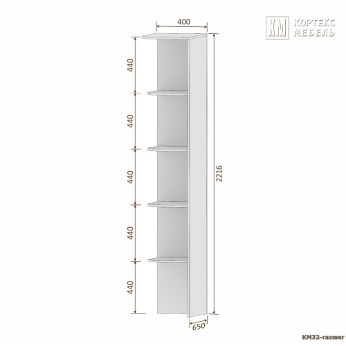 Стеллаж КортексМебель Сенатор КМ32 (Венге тёмный)