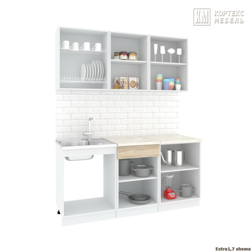 Кухня КортексМебель Корнелия ЭКСТРА 1,7 (Дуб сонома/Венге тёмный/Марсель)