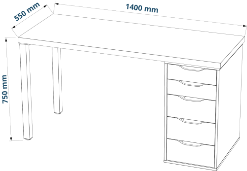 Стол письменный Mebelain ИНГАР 2/5T Белый