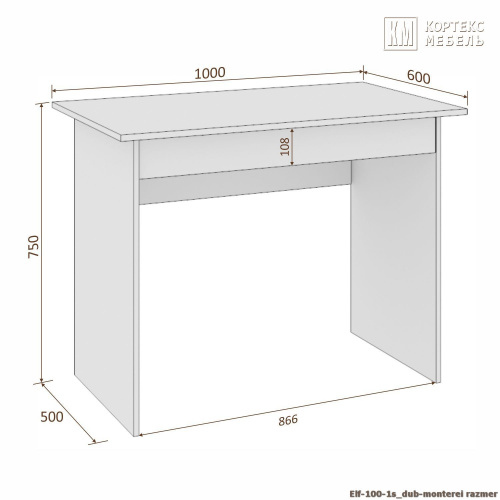 Стол компьютерный КортексМебель ЭЛЬФ 100-1ш (Дуб сонома)